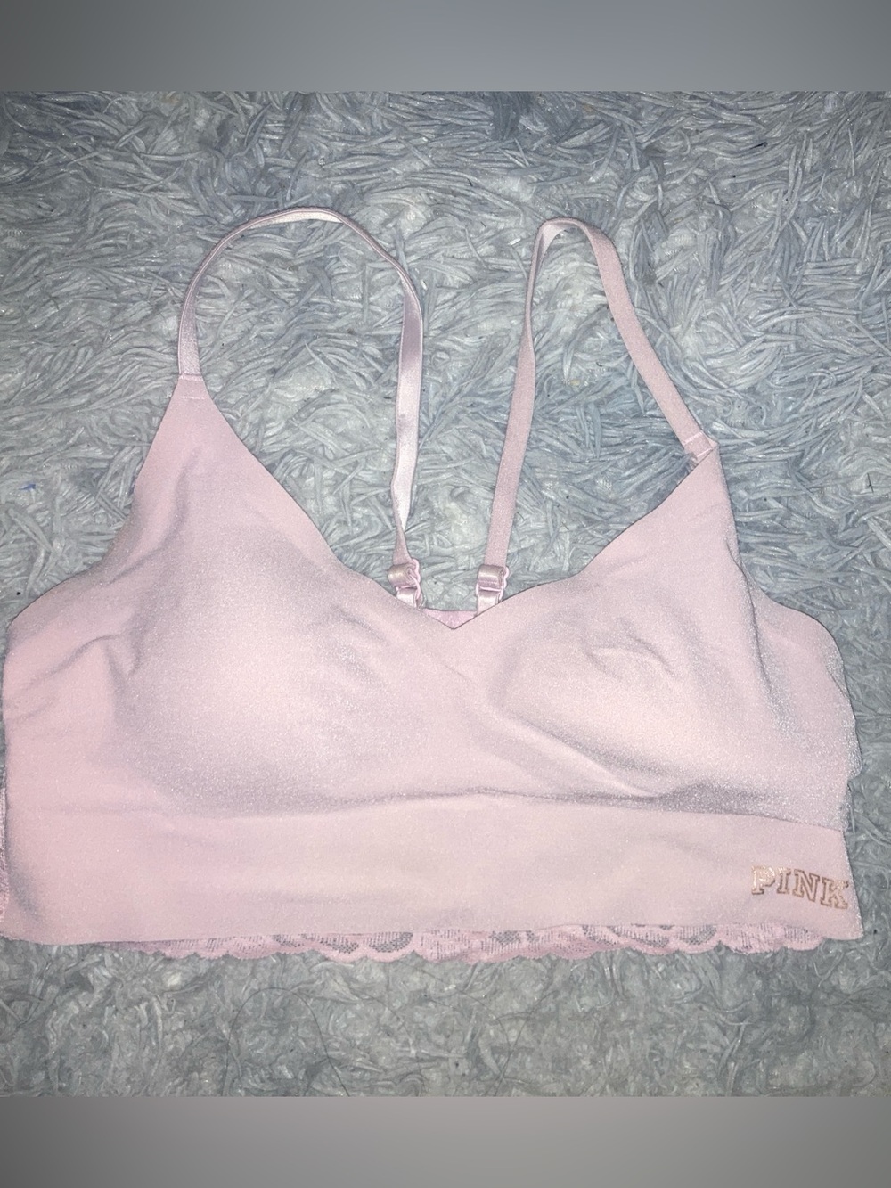 Victoria's Secret PINK Light Pink Lace-Trim Bralette